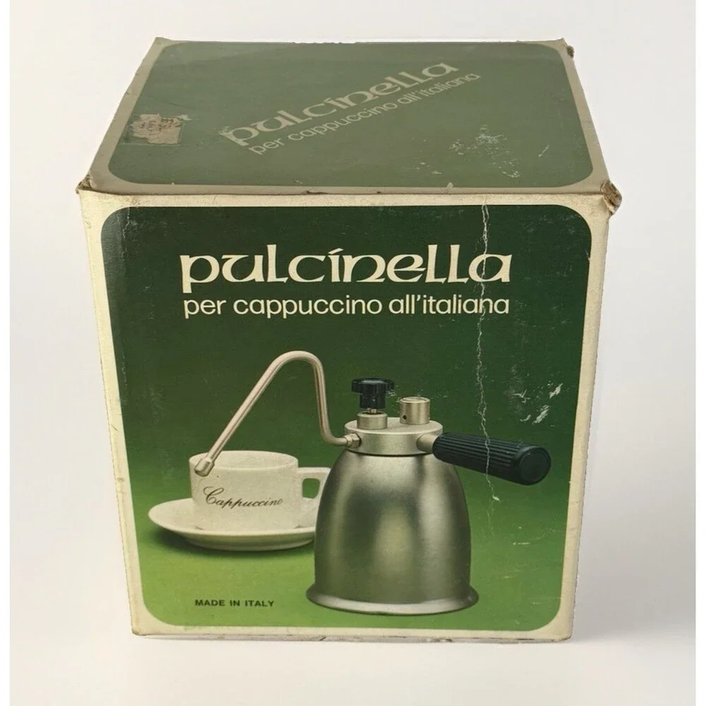 Vintage Vesubio Pulcinella Stovetop Milk Frother Steamer Made In Italy Orig Box